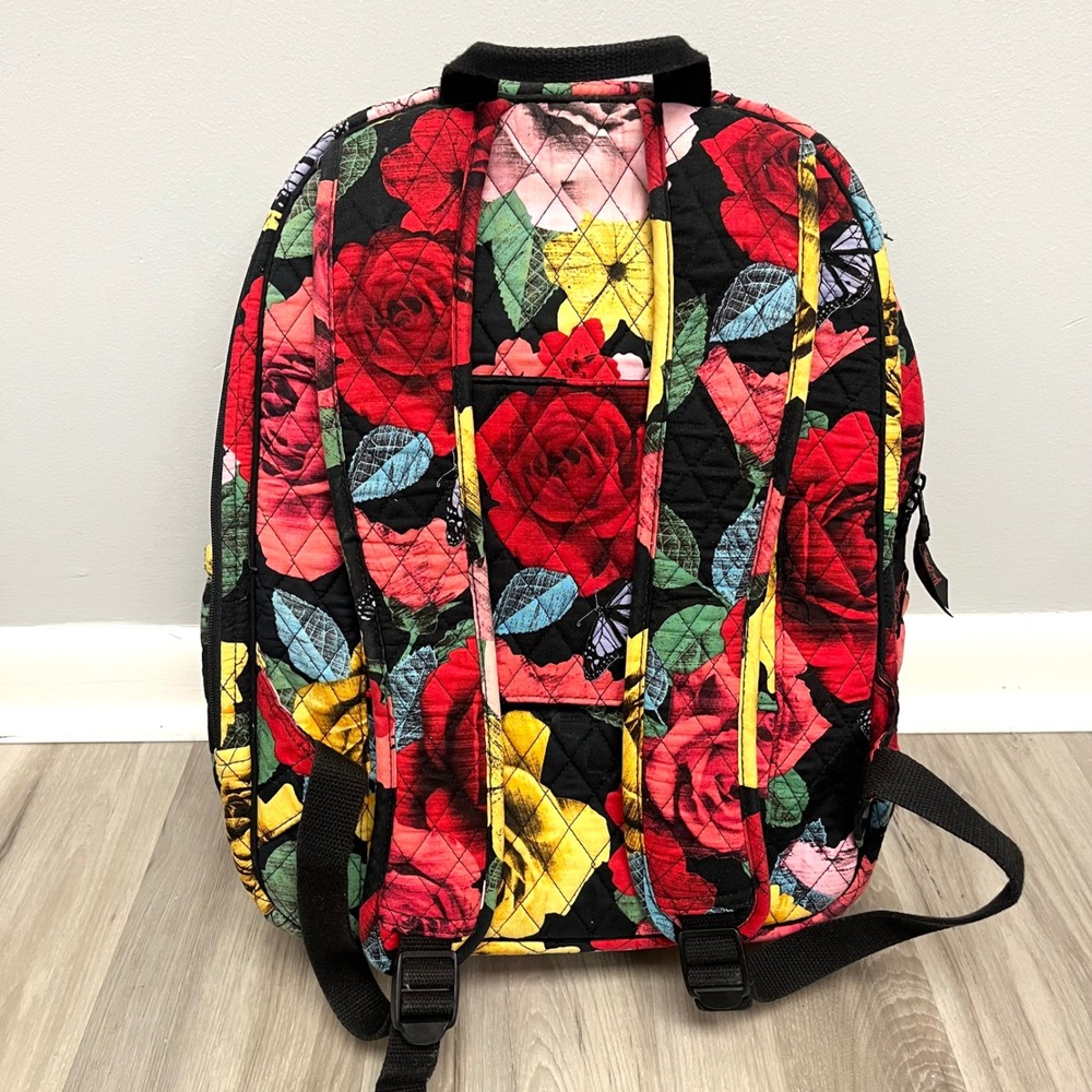 Vera Bradley Backpack OS Havana Rose Floral & Butterfly Quilted Campus Tech - Picture 4 of 12